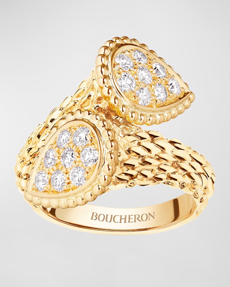 Serpent Bohème 18k Gold Diamond Bypass Ring